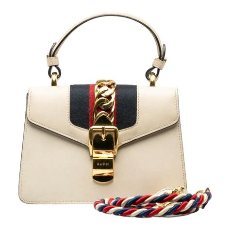 470270 gucci|White Leather Sylvie Mini Bag .